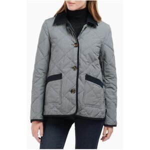 Barbour Orelia Houndstooth Quilted Chore Jacket Barn Coat Heritage Black 4